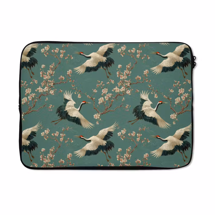 Laptophoes - Kersenbloesem - Kraamvogels - Groen — 5