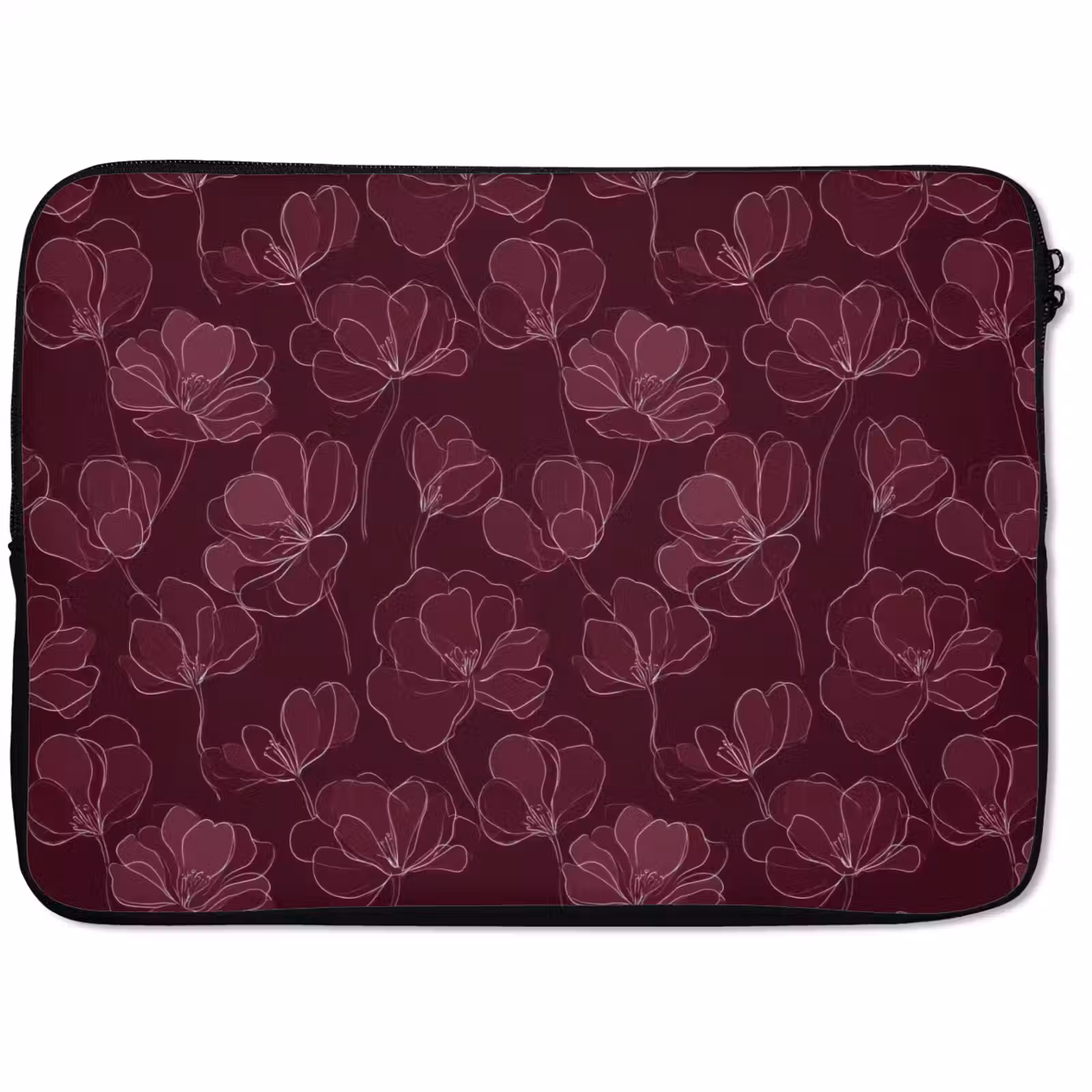 Laptophoes - Bloemen - Patroon - Bordeauxrood — 1