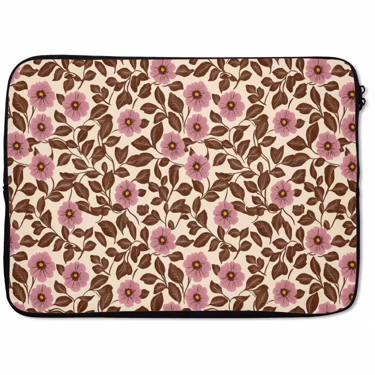 Laptophoes - Bloemen - Bladeren - Kleurrijk — 1