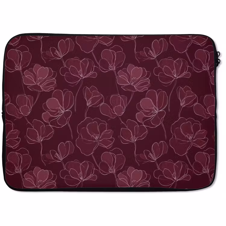 Laptophoes - Bloemen - Patroon - Bordeauxrood — 1