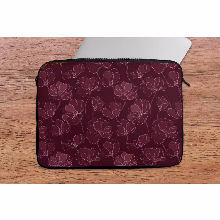 Laptophoes - Bloemen - Patroon - Bordeauxrood — 2