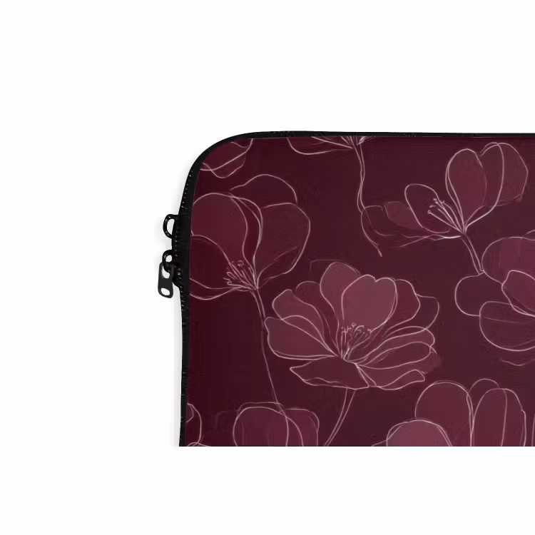 Laptophoes - Bloemen - Patroon - Bordeauxrood — 6
