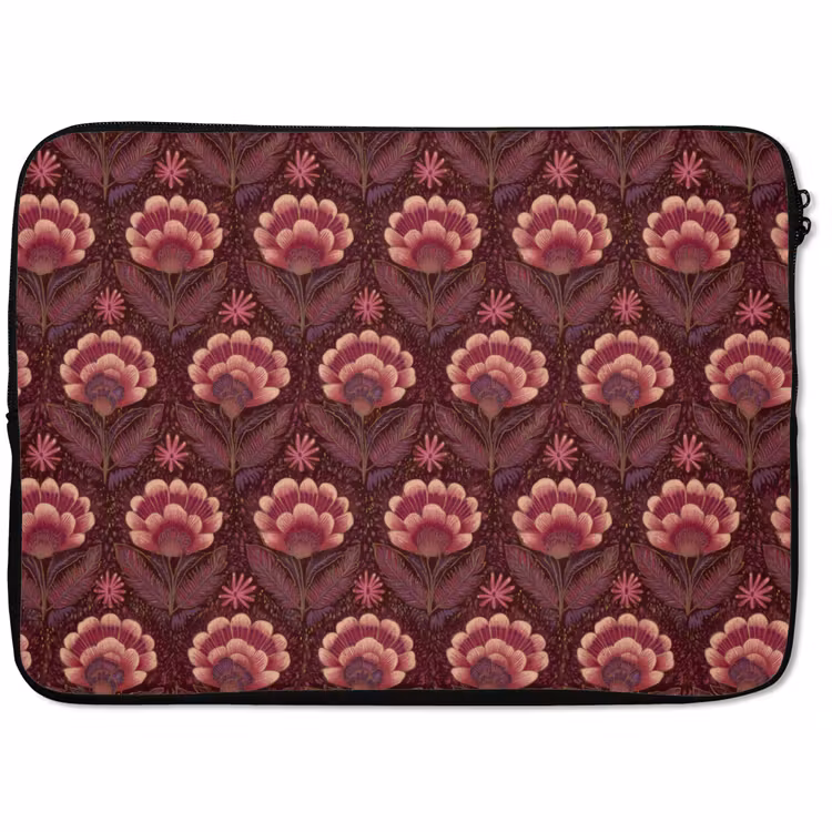 Laptophoes - Bloemen - Waaier - Paars — 1