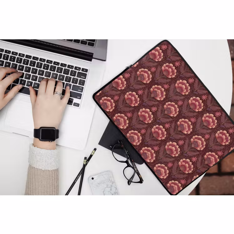 Laptophoes - Bloemen - Waaier - Paars — 3
