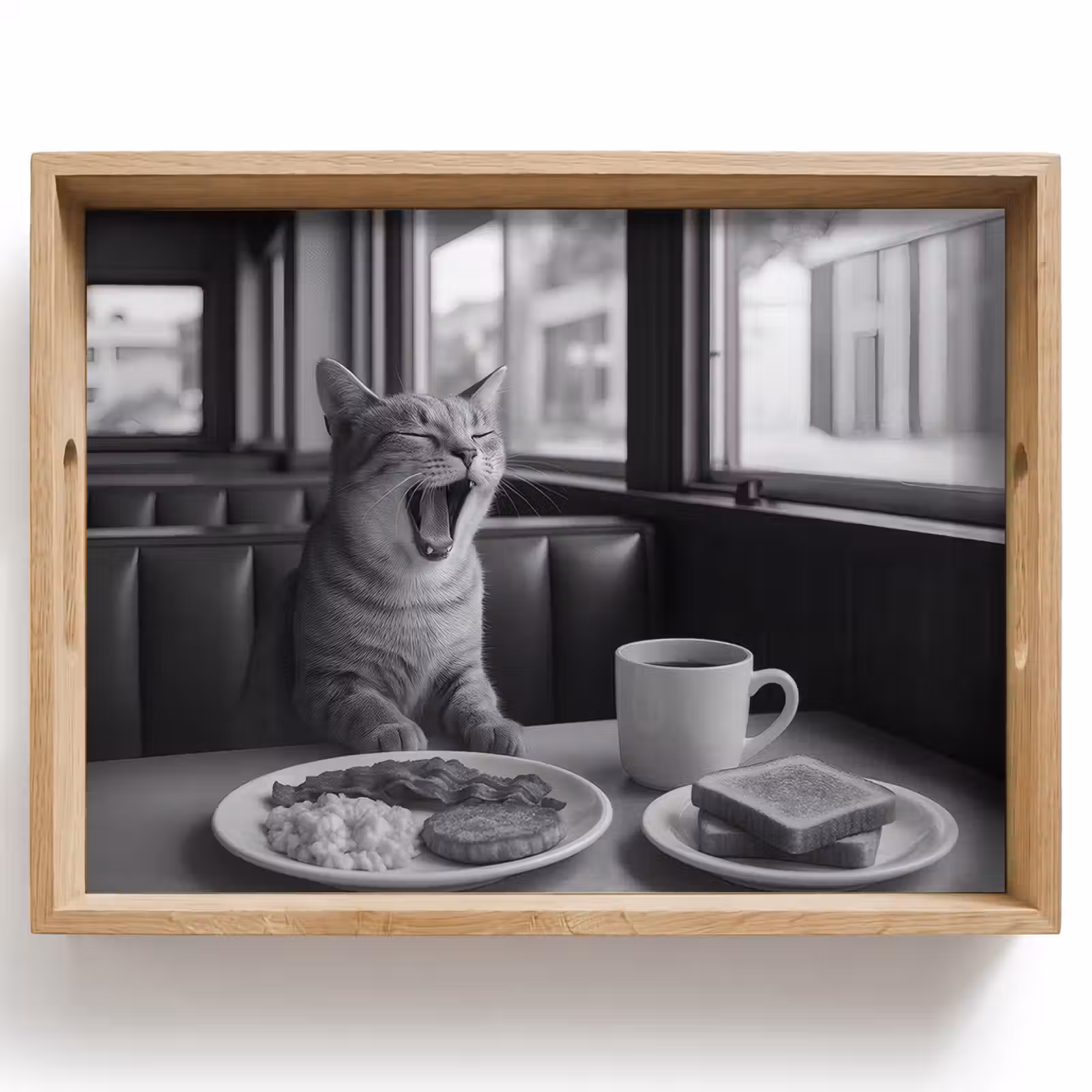 Dienblad - Kat - Koffie - Brood - Zwart — 1