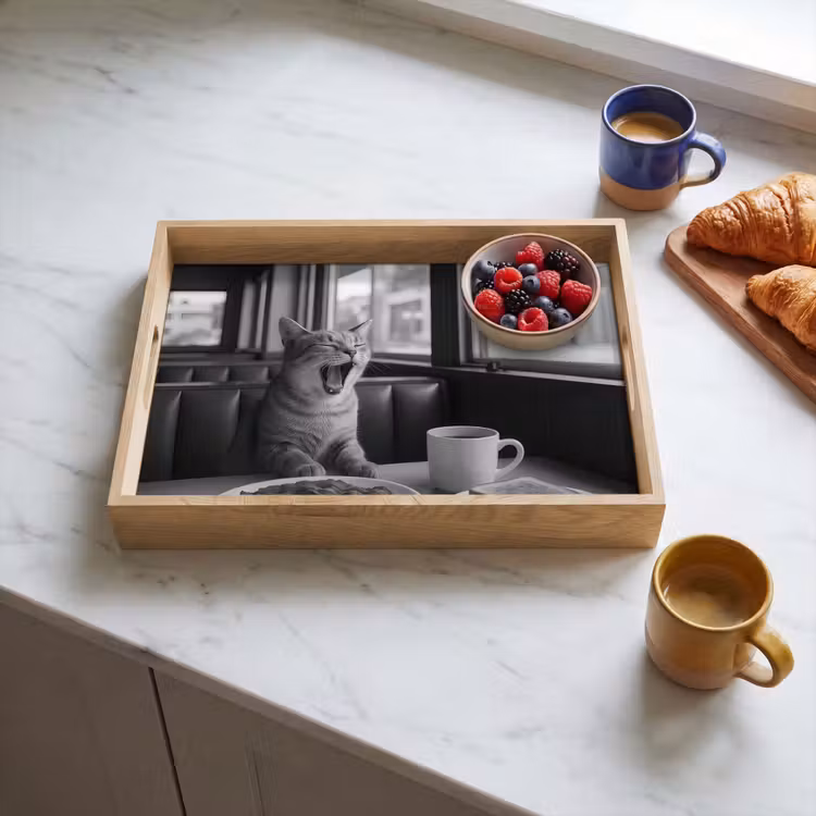 Dienblad - Kat - Koffie - Brood - Zwart — 4