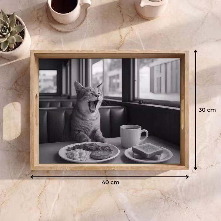 Dienblad - Kat - Koffie - Brood - Zwart — 9