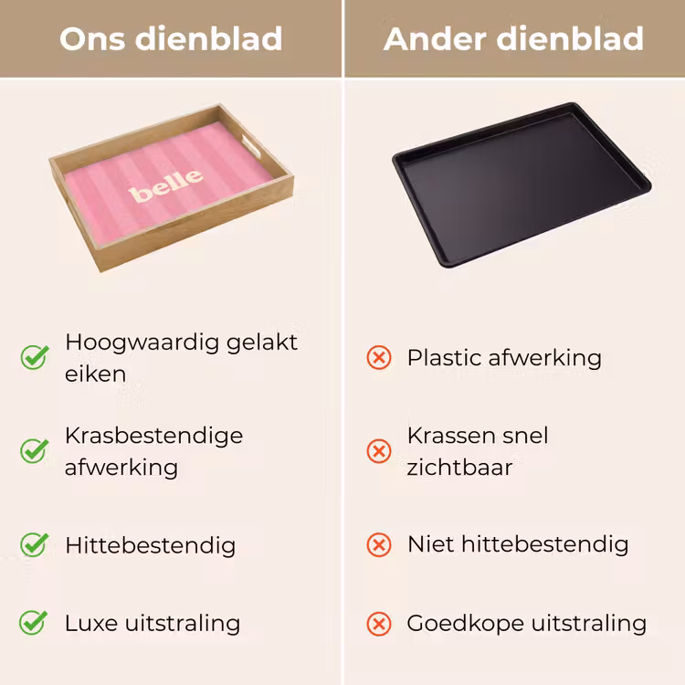 Dienblad - Roze - Gestreept - Belle — 3