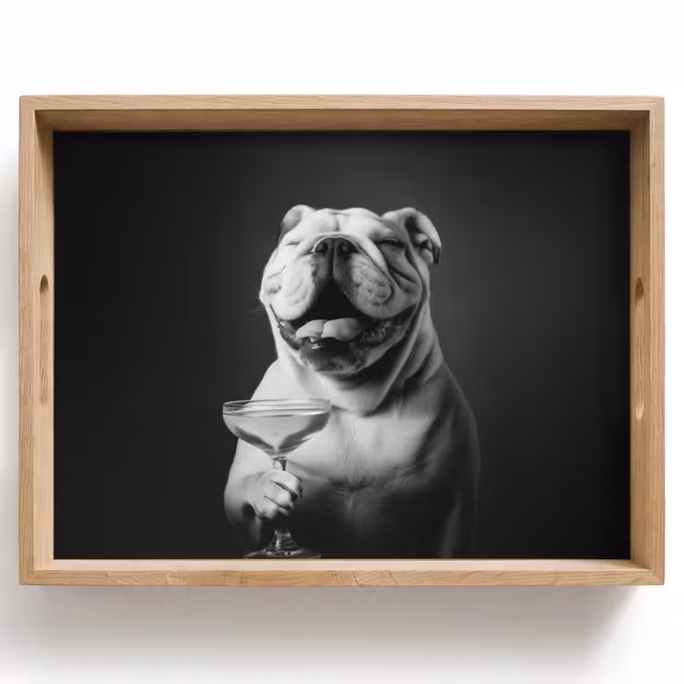Dienblad - Buldog - Hond - Glas — 1