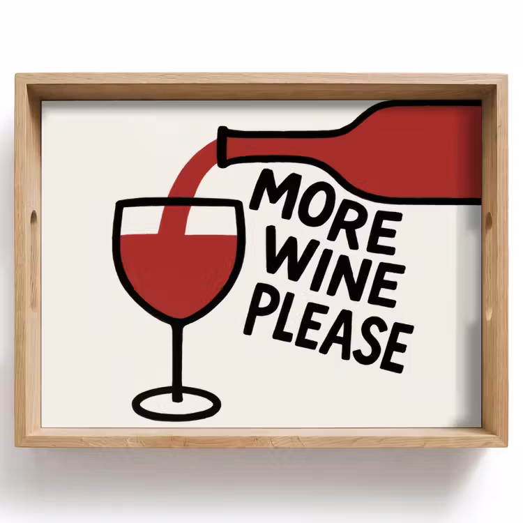 Dienblad - Wijnfles - Quote - Rood - Glas — 1