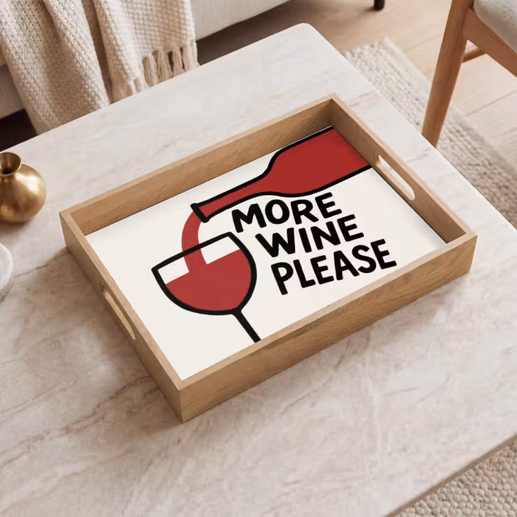 Dienblad - Wijnfles - Quote - Rood - Glas — 2