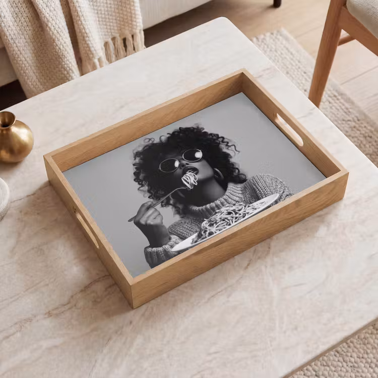 Dienblad - Vrouw - Pasta - Zwart - Wit — 2