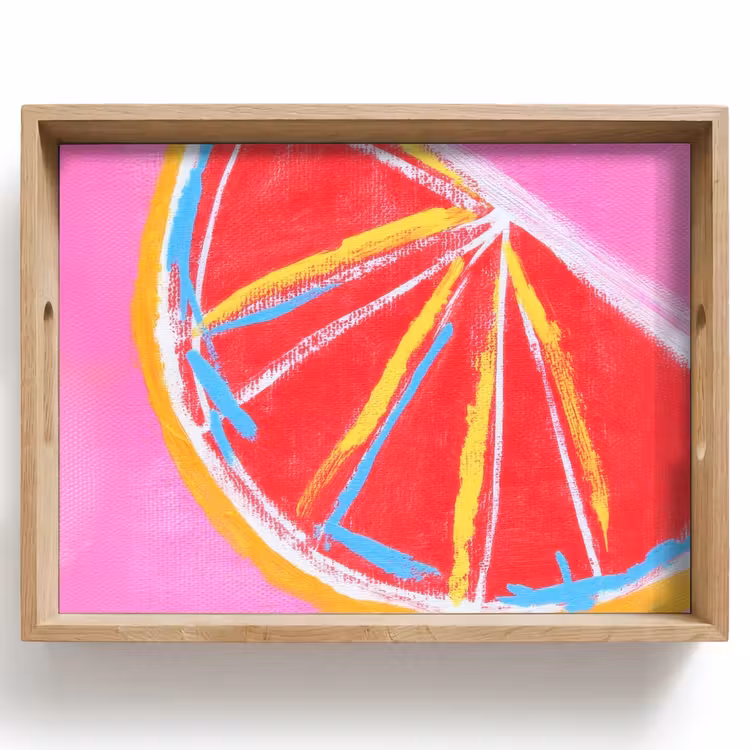 Dienblad - Grapefruit - Geschilderd - Roze - Strepen — 1