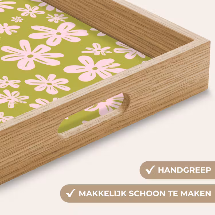 Dienblad - Bloemen - Roze - Getekend - Patroon — 5
