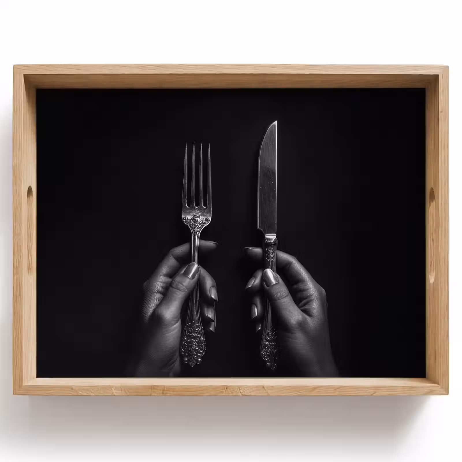 Dienblad - Bestek - Zwart - Wit — 1