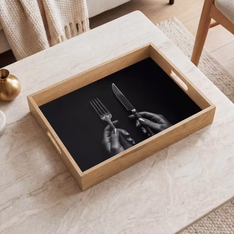 Dienblad - Bestek - Zwart - Wit — 2