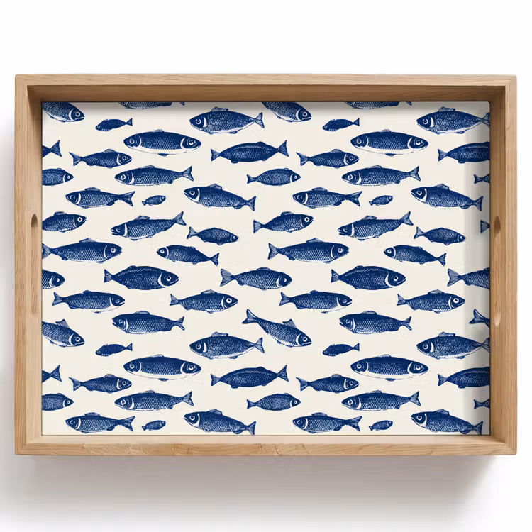 Dienblad - Vissen - Patroon - Blauw - Wit — 1