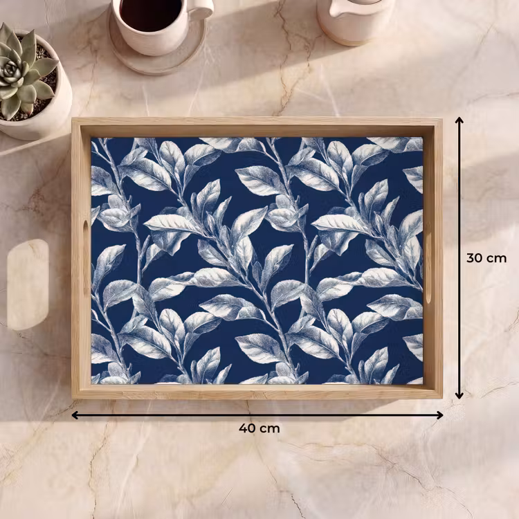 Dienblad - Botanisch - Patroon - Blauw — 9