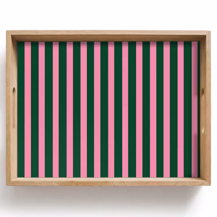 Dienblad - Verticale strepen - Groen - Roze — 1