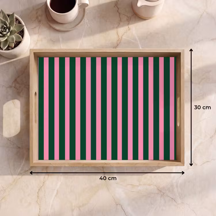 Dienblad - Verticale strepen - Groen - Roze — 9