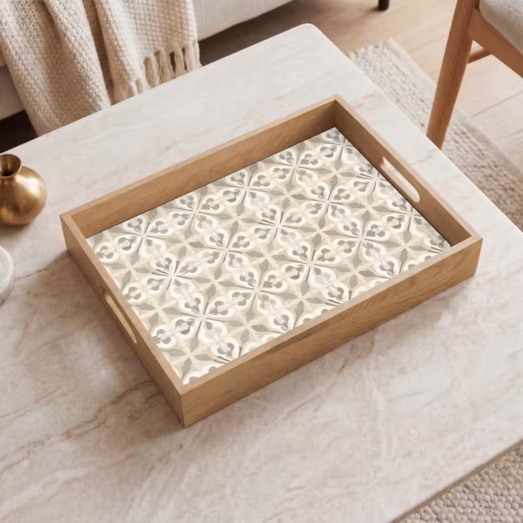 Dienblad - Tegel - Motief - Beige — 2