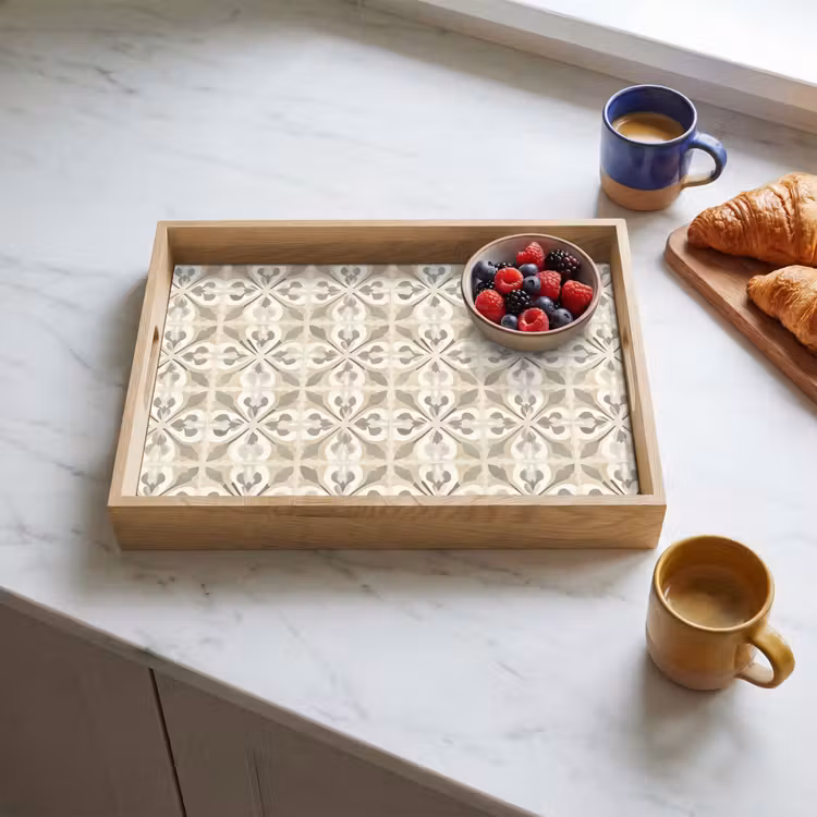 Dienblad - Tegel - Motief - Beige — 4