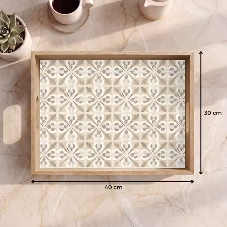 Dienblad - Tegel - Motief - Beige — 9