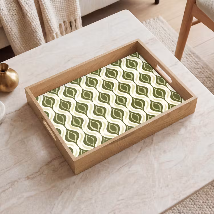 Dienblad - Patroon - Retro - Groen — 2