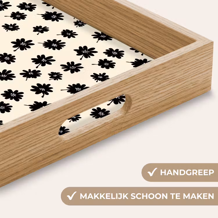 Dienblad - Madeliefjes - Grafisch - Zwart - Beige — 5