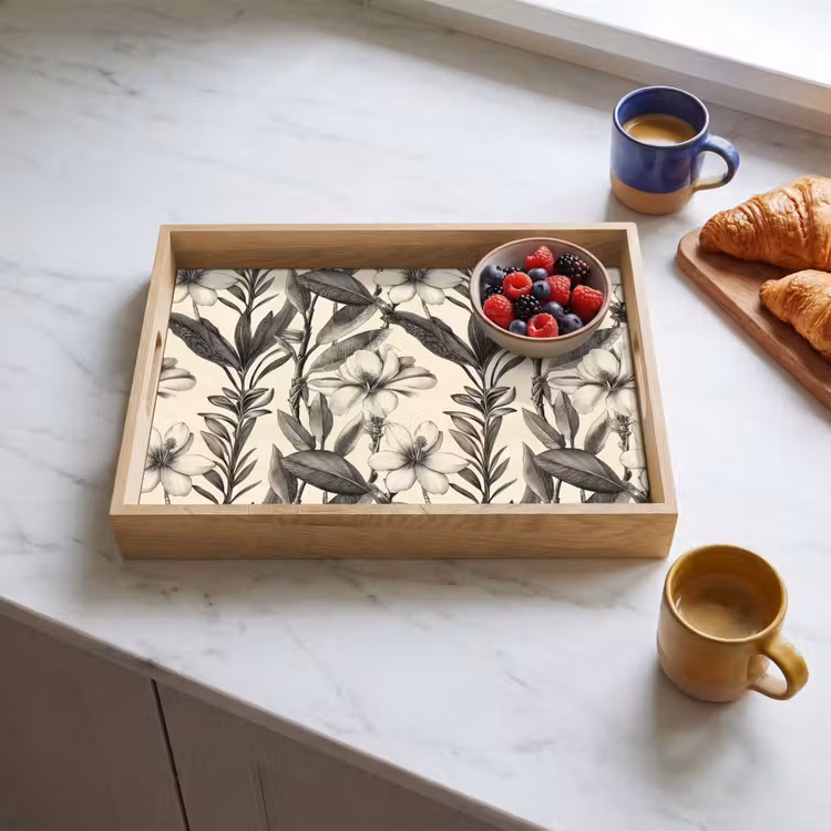 Dienblad - Klassiek - Botanisch - Zwart - Beige — 4