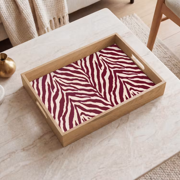 Dienblad - Zebra - Motief - Bordeaux - Rood — 2