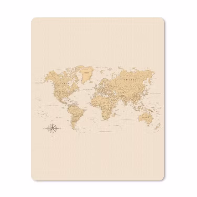 Muismat - Wereldkaart - Realistisch - Beige — 1