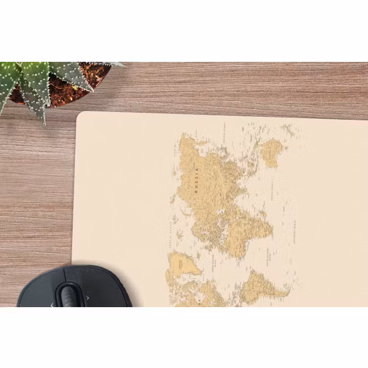 Muismat - Wereldkaart - Realistisch - Beige — 5
