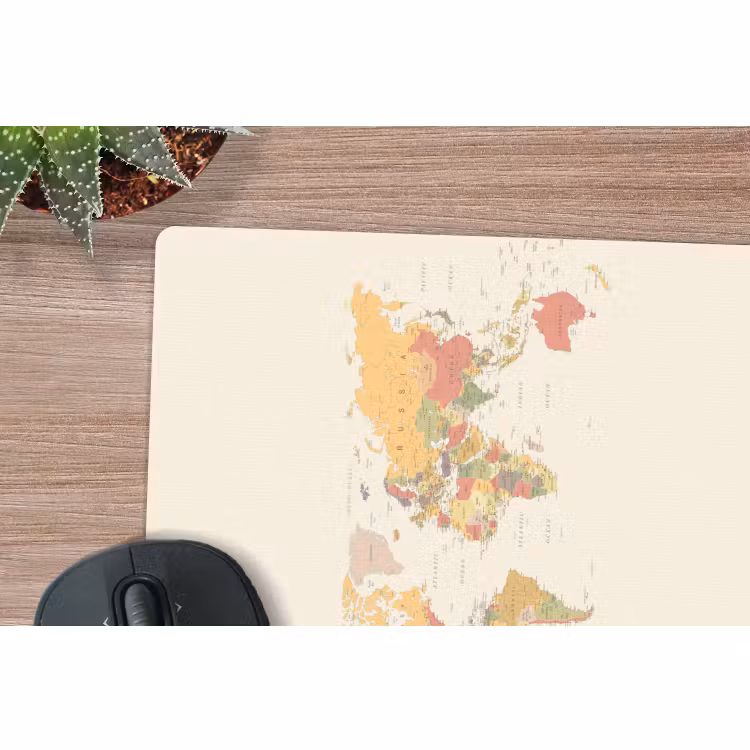 Muismat - Wereldkaart - Realistisch - Beige — 5