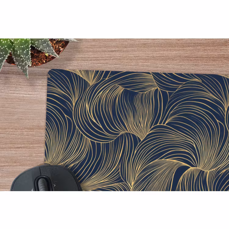 Muismat - Abstract - Lijnen - Blauw - Goud — 4