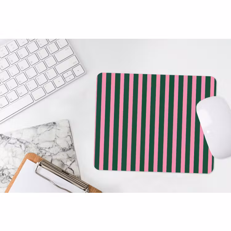 Muismat - Verticale strepen - Groen - Roze — 2