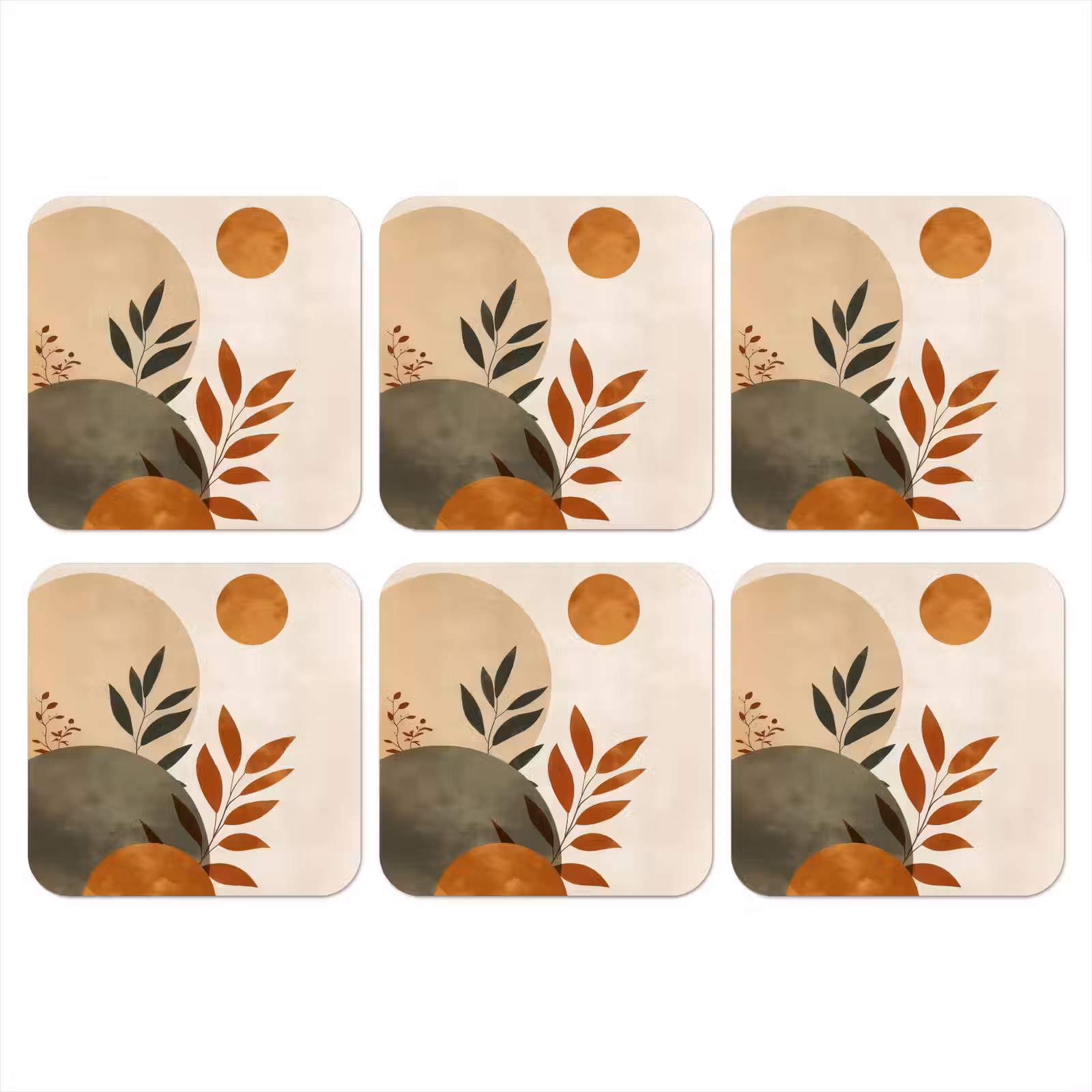 Onderzetter​ - Vormen - Rond - Bladeren - Beige — 1