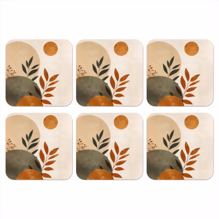 Onderzetter​ - Vormen - Rond - Bladeren - Beige — 1
