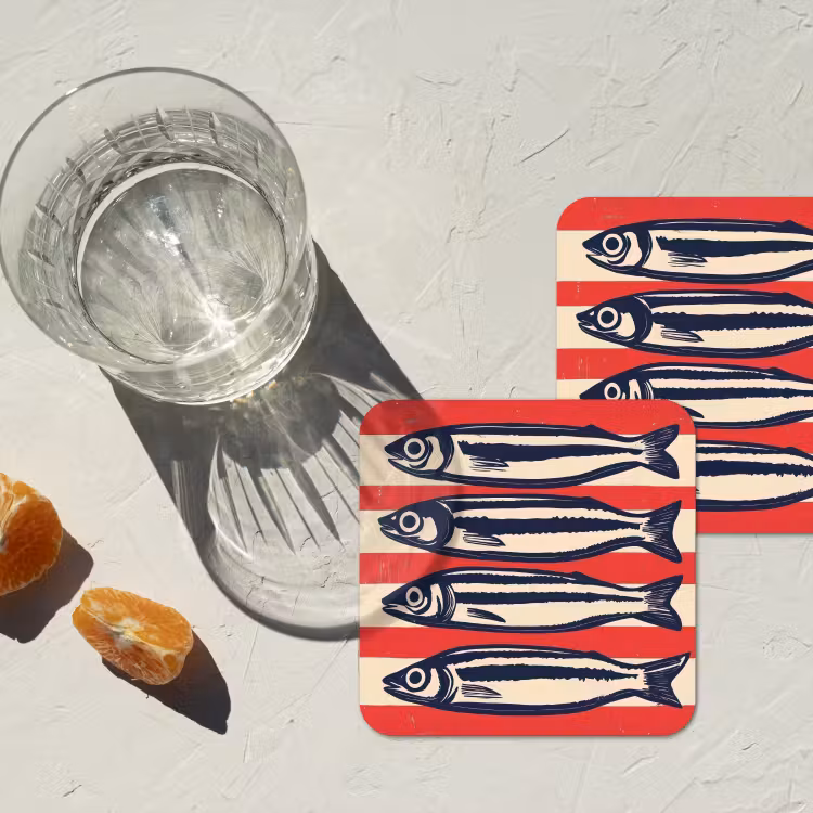 Onderzetter​ - Sardines - Rood en beige strepen — 3