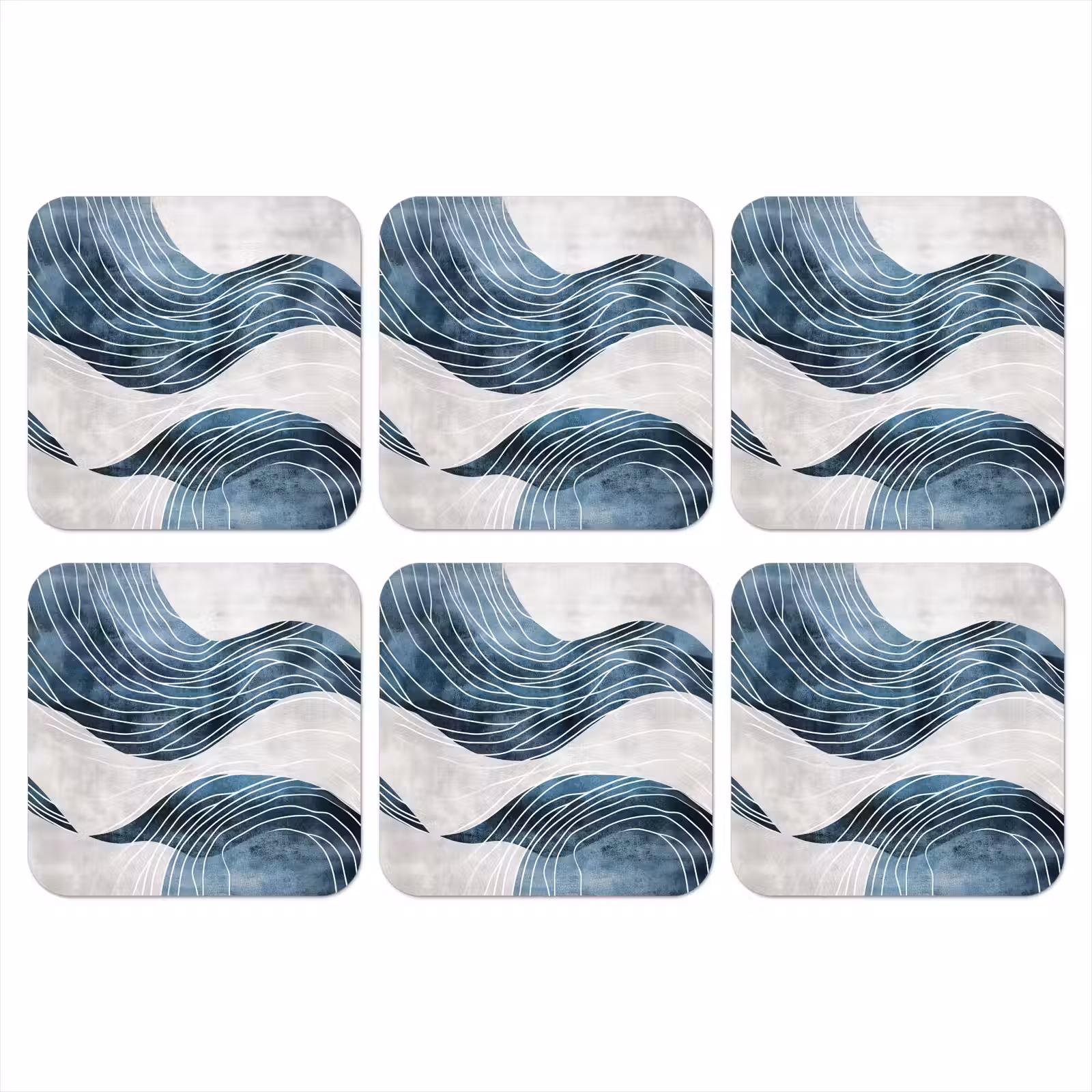 Onderzetter​ - Lijnen - Golven - Abstract - Blauw — 1