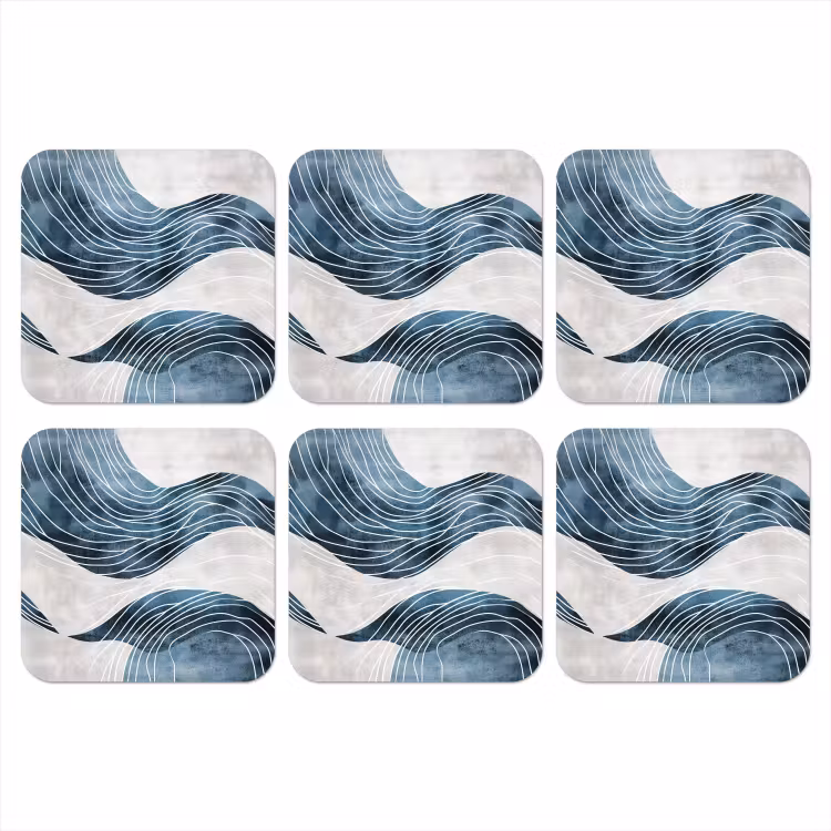 Onderzetter​ - Lijnen - Golven - Abstract - Blauw — 1