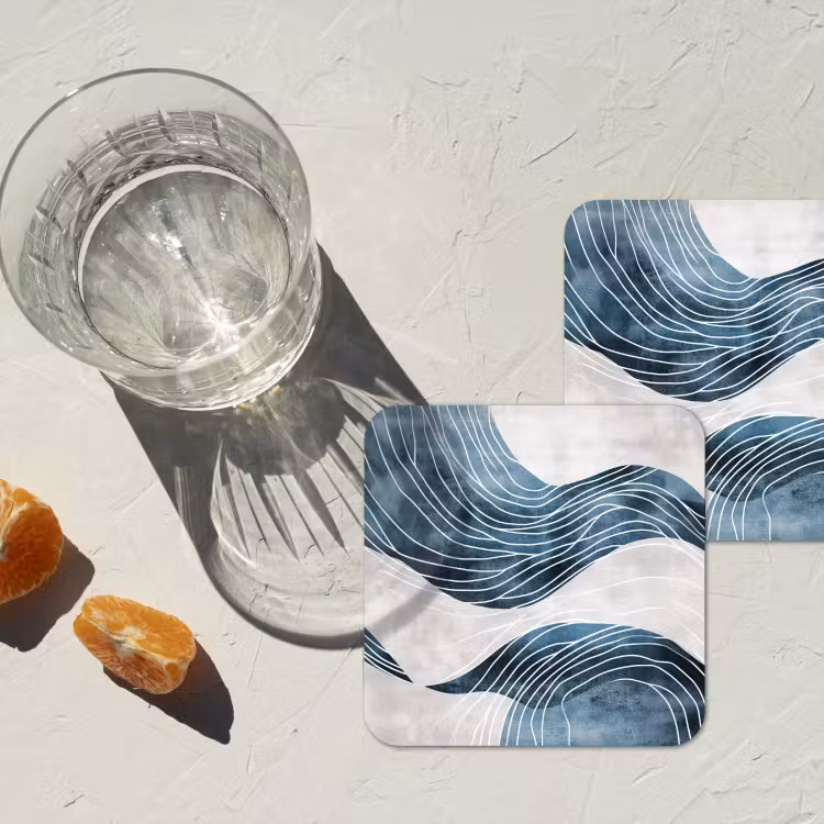 Onderzetter​ - Lijnen - Golven - Abstract - Blauw — 3