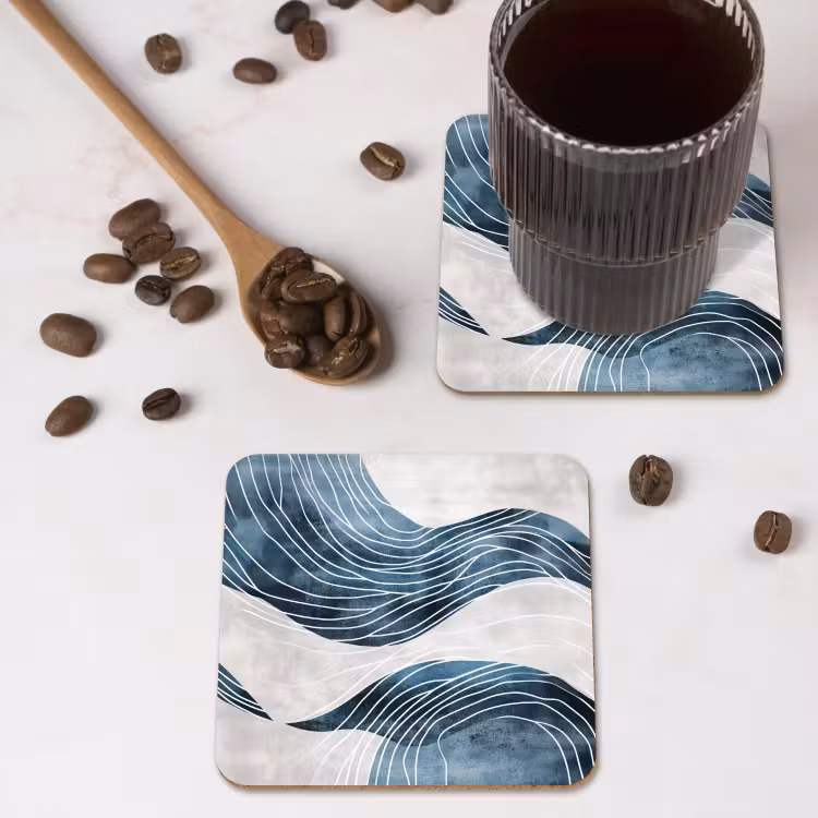 Onderzetter​ - Lijnen - Golven - Abstract - Blauw — 4