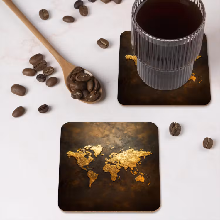 Onderzetter​ - Wereldkaart - Goud - Roest — 4