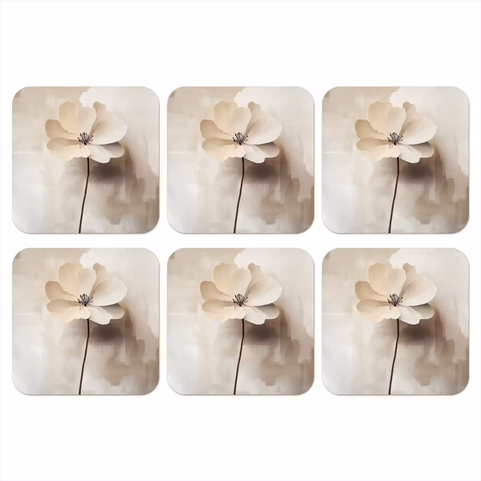 Onderzetter​ - Bloem - Beige - Verf - Schaduw — 1