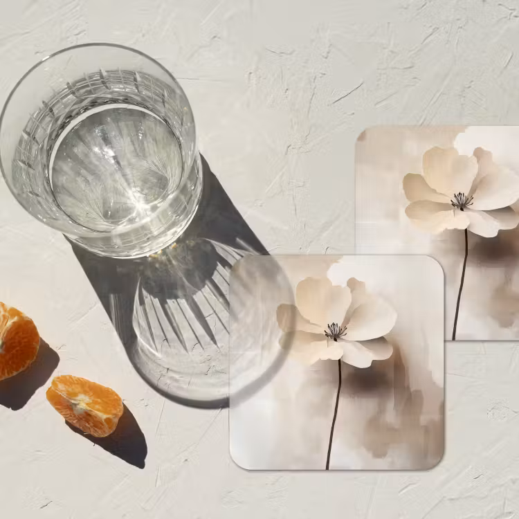 Onderzetter​ - Bloem - Beige - Verf - Schaduw — 3