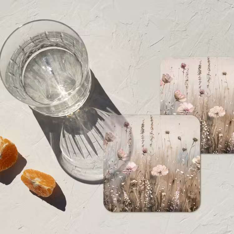 Onderzetter​ - Bloemen - Roze - Modern - Beige — 3