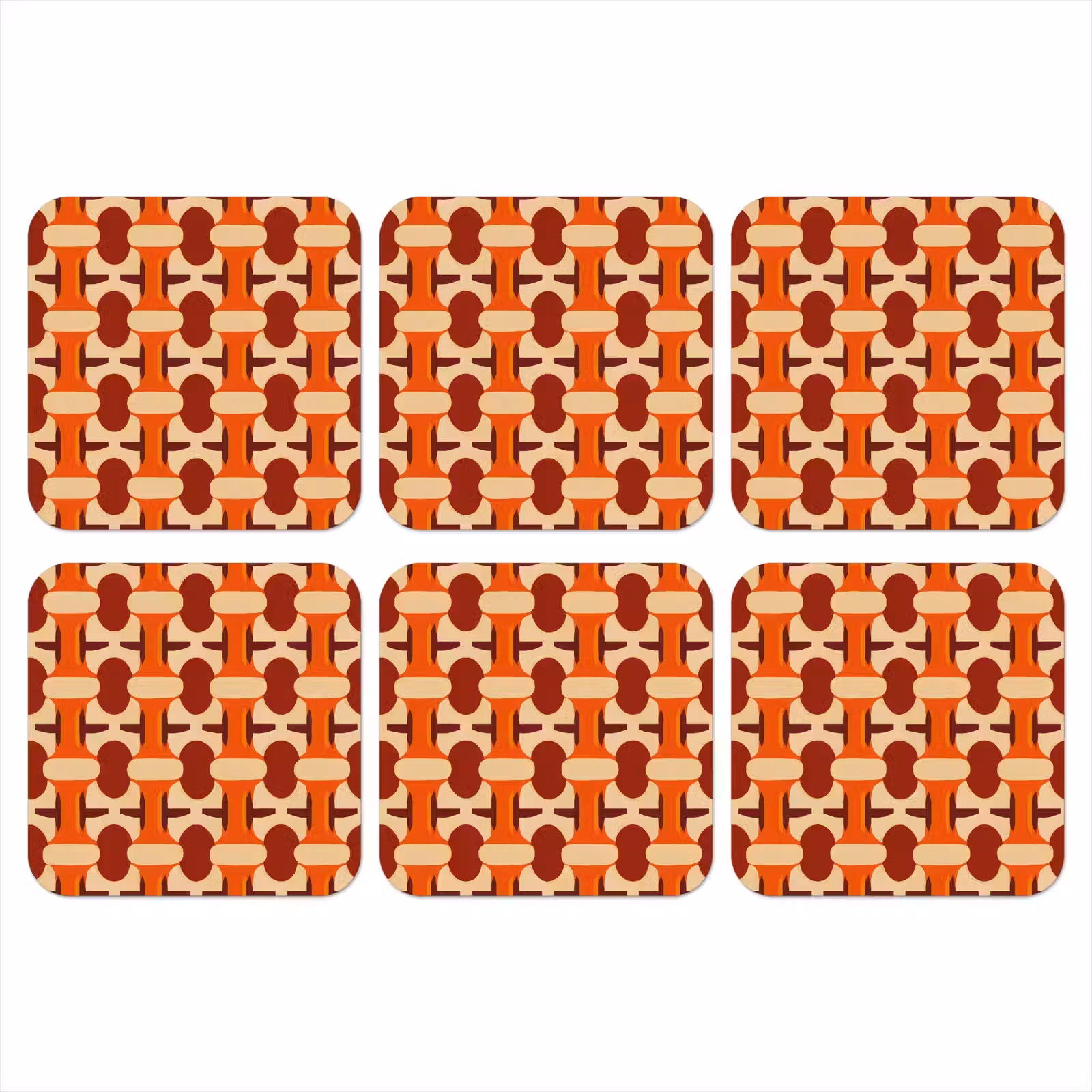 Onderzetter​ - Geometrisch - Retro - Oranje — 1