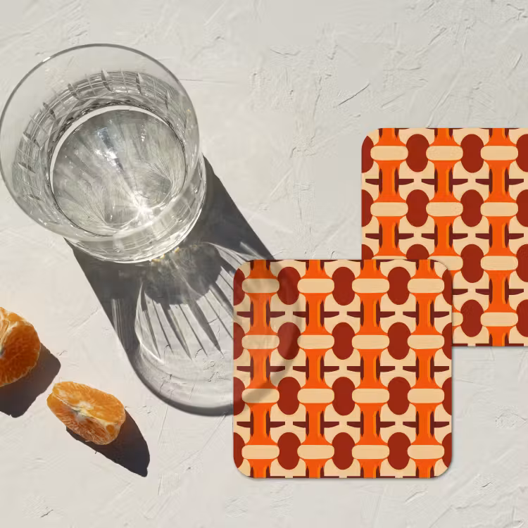 Onderzetter​ - Geometrisch - Retro - Oranje — 3