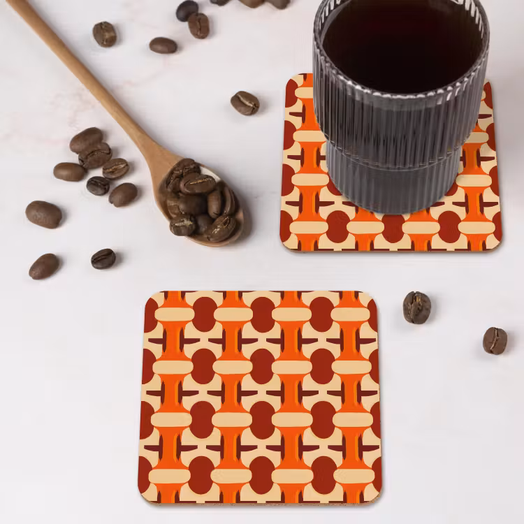 Onderzetter​ - Geometrisch - Retro - Oranje — 4